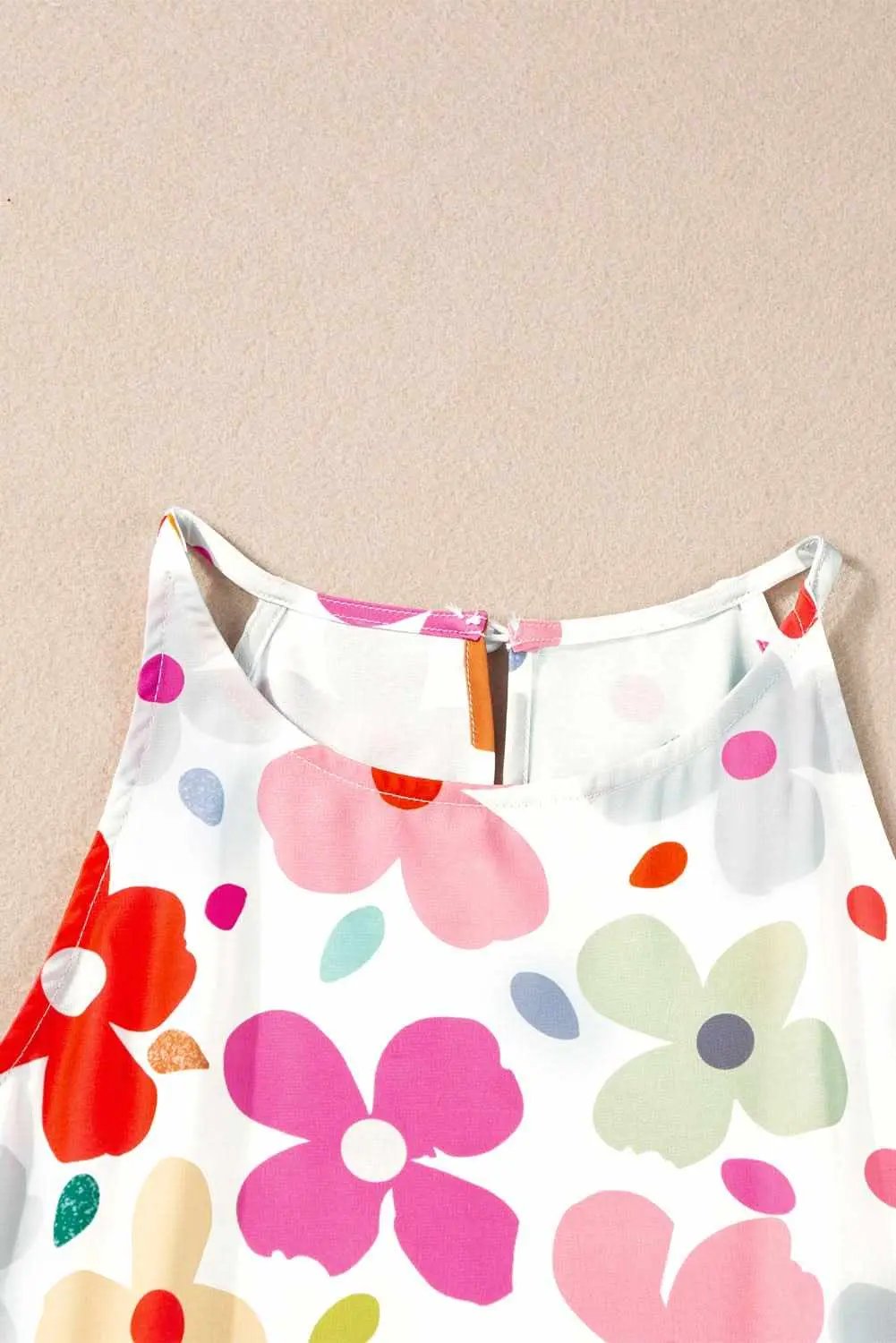 White Cute Floral Print Vest - Love Salve